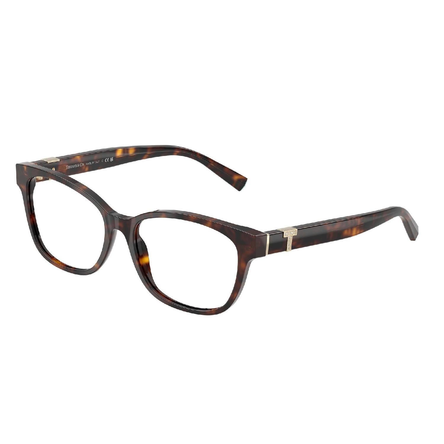 Armação de Óculos de Grau TF2270B-8015-55 Tiffany & Co Retangular Com Cantos Arredondados Tartaruga Acetato