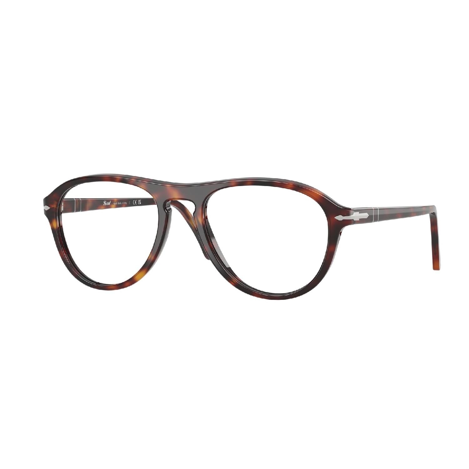 Armação de Óculos de Grau PO3371V-24-55 Persol Piloto Tartaruga Acetato