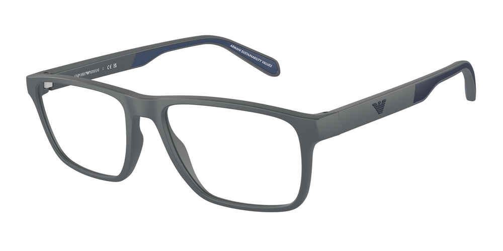 Armação de Óculos de Grau EA3233-6103-56 Emporio Armani Retangular Cinza Injetado