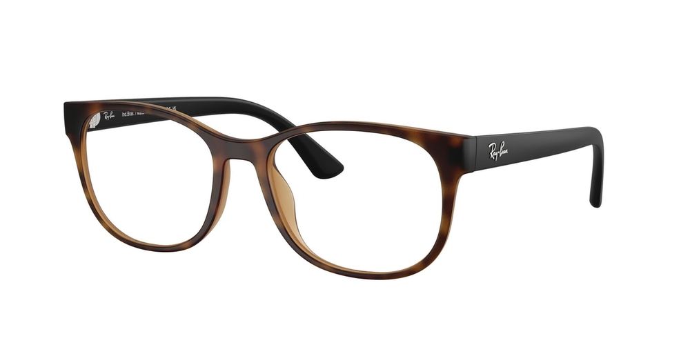 Armação de Óculos de Grau RX7253L-8350-55 Ray Ban Retangular Com Cantos Arredondados Tartaruga Injetado