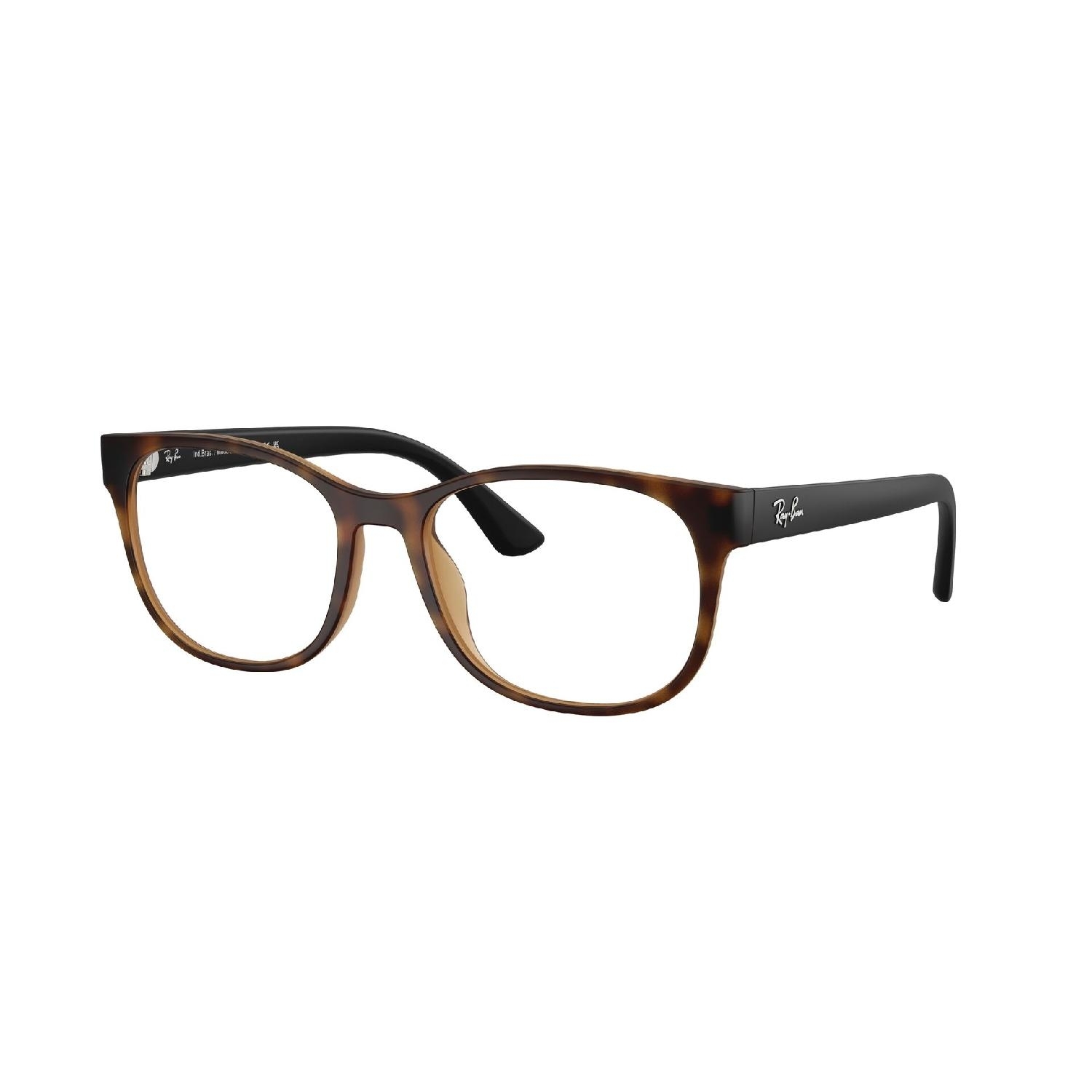 Armação de Óculos de Grau RX7253L-8350-55 Ray Ban Retangular Com Cantos Arredondados Tartaruga Injetado