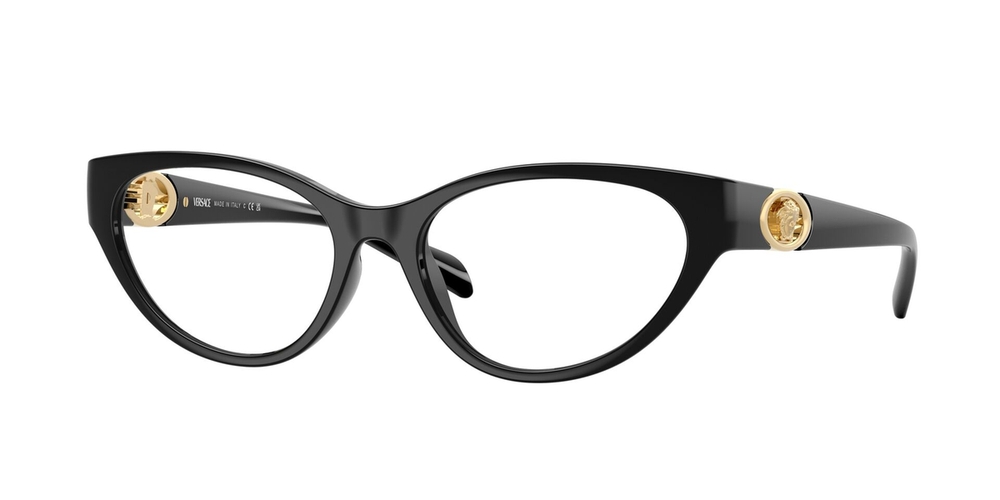 Armação de Óculos de Grau VE3372U-GB1-54 Versace Gatinho Preto Injetado