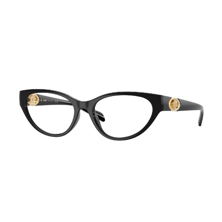 Armação de Óculos de Grau VE3372U-GB1-54 Versace Gatinho Preto Injetado