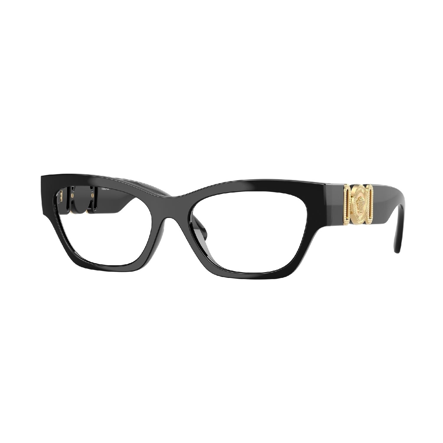 Armação de Óculos de Grau VE3367U-GB1-54 Versace Gatinho Preto Injetado