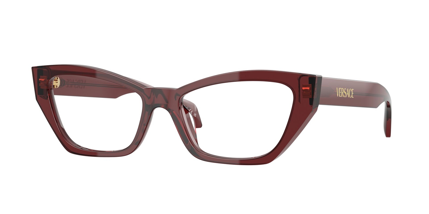 Armação de Óculos de Grau VE3373U-5512-54 Versace Gatinho Vermelho Acetato