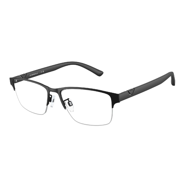 Armação de Óculos de Grau EA1138-3001-56 Emporio Armani Retangular Com Cantos Arredondados Preto Metal