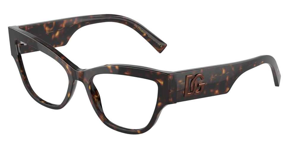 Armação de Óculos de Grau DG3378-502-55 Dolce & Gabbana Gatinho Tartaruga Acetato