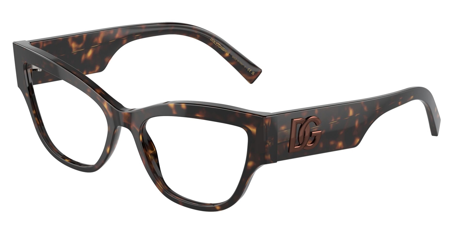 Armação de Óculos de Grau DG3378-502-55 Dolce & Gabbana Gatinho Tartaruga Acetato