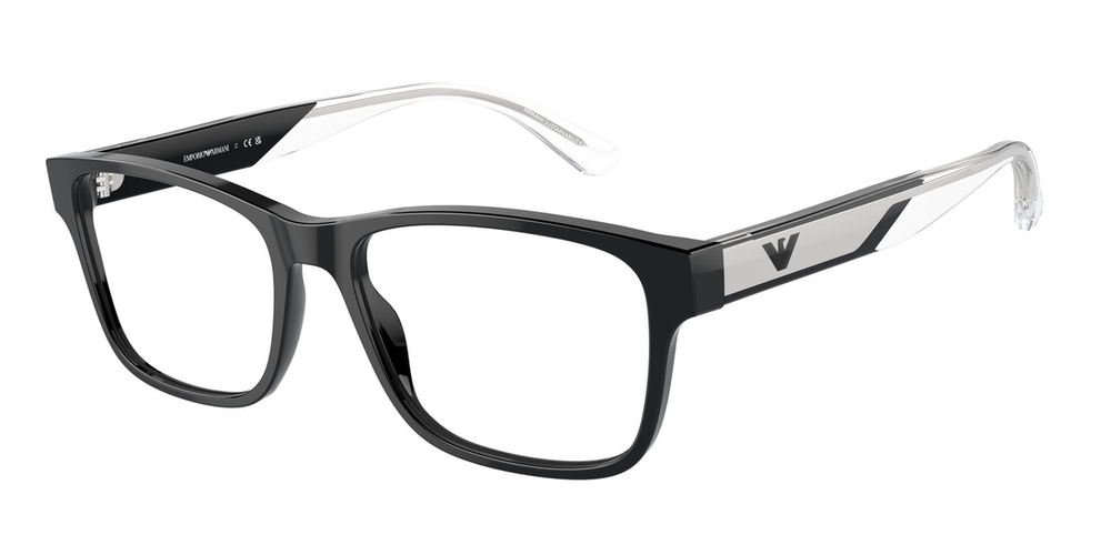 Armação de Óculos de Grau EA3239-5017-55 Emporio Armani Retangular Preto Acetato