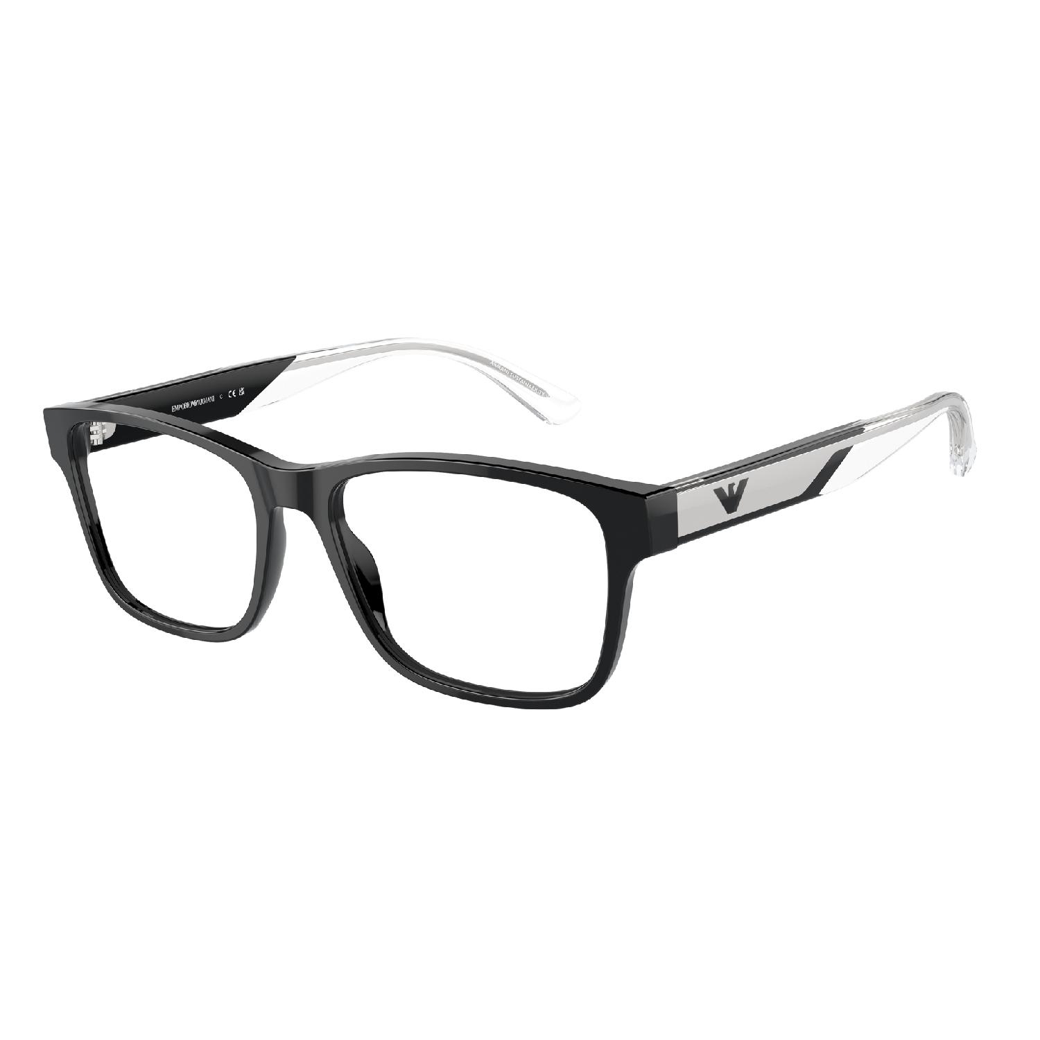 Armação de Óculos de Grau EA3239-5017-55 Emporio Armani Retangular Preto Acetato