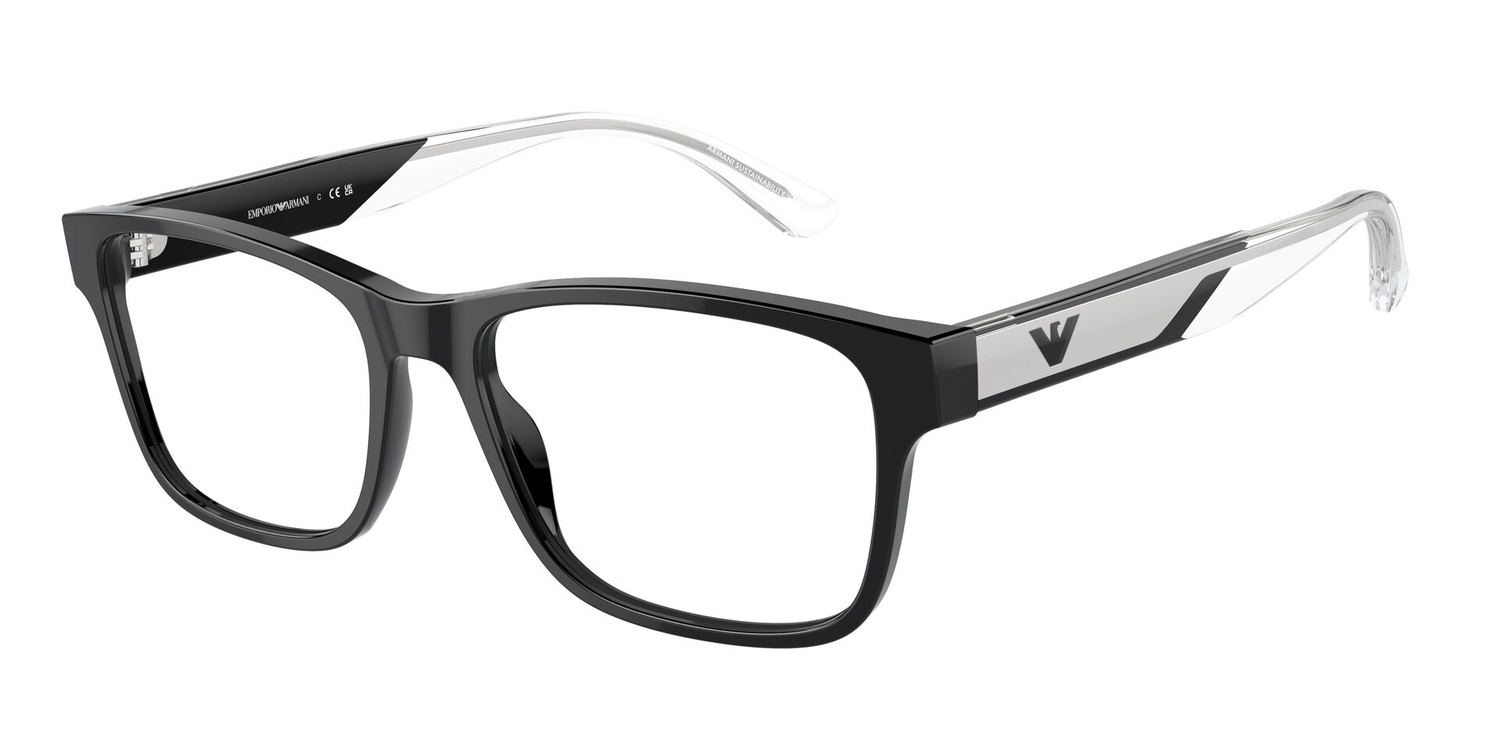 Armação de Óculos de Grau EA3239-5017-55 Emporio Armani Retangular Preto Acetato