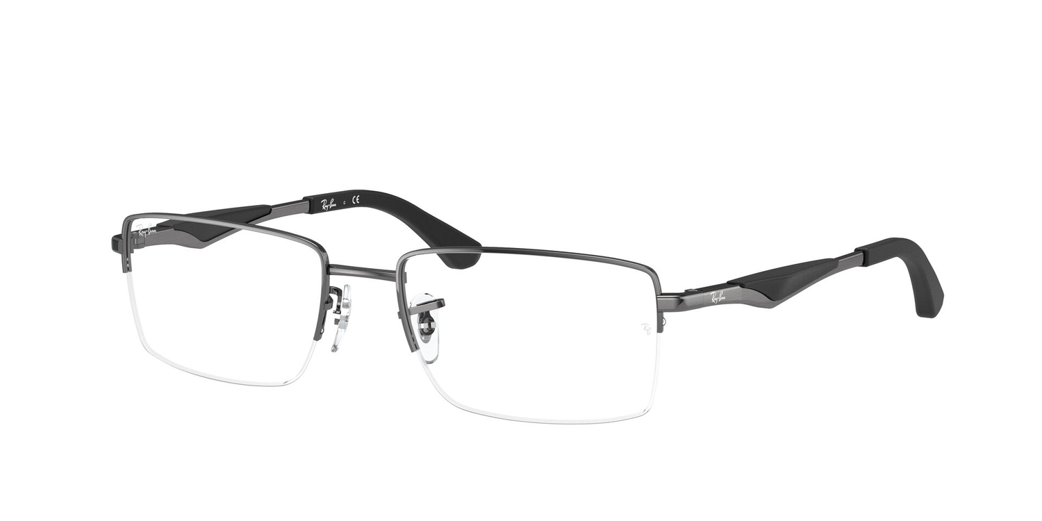 Armação de Óculos de Grau RX6285-2502-53 Ray Ban Retangular Cinza Metal