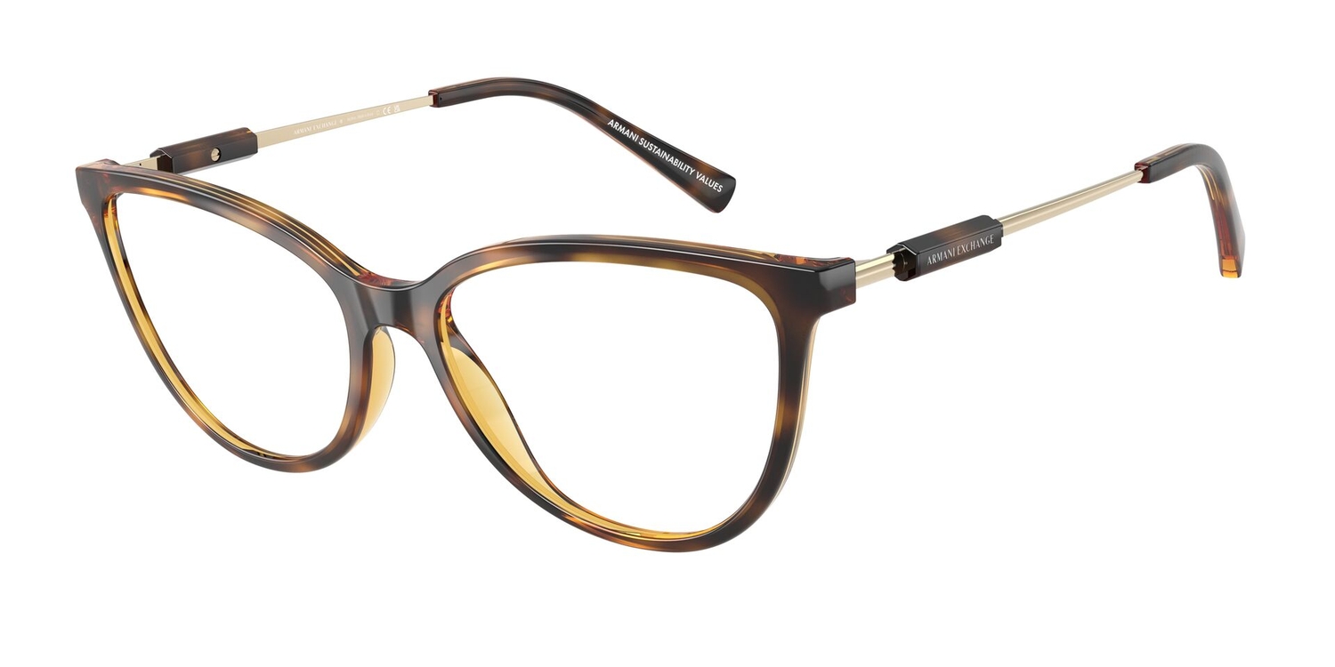 Armação de Óculos de Grau AX3128-8213-54 Armani Exchange Gatinho Tartaruga Injetado