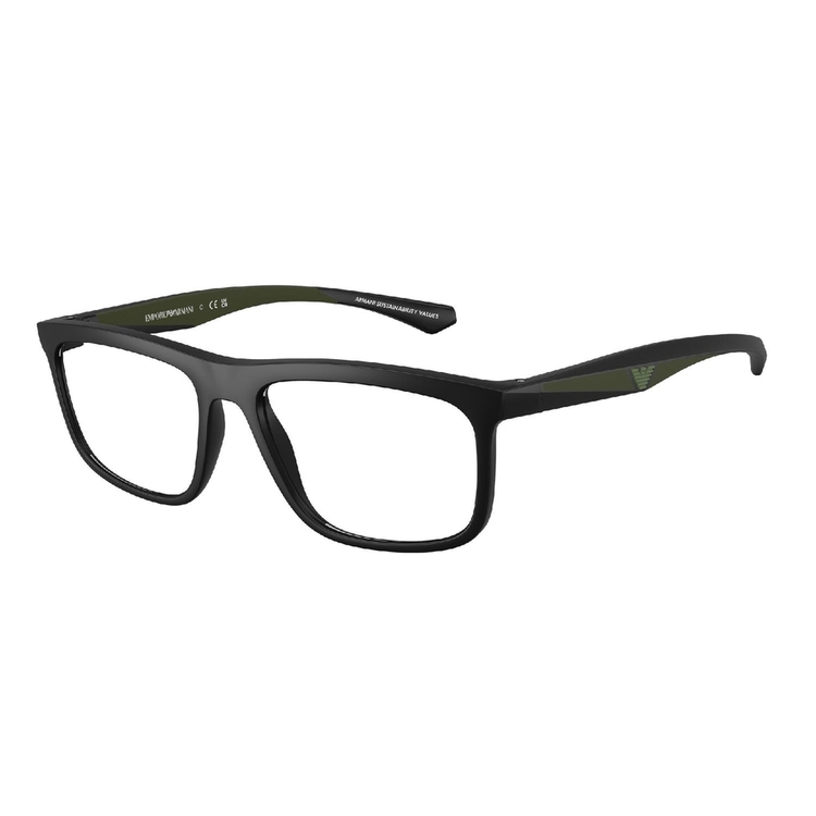 Armação de Óculos de Grau EA3246-5001-55 Emporio Armani Quadrado Preto Injetado
