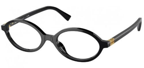Armação de Óculos de Grau MU01XV-1AB1O1-50 Miu Miu Oval Preto Acetato