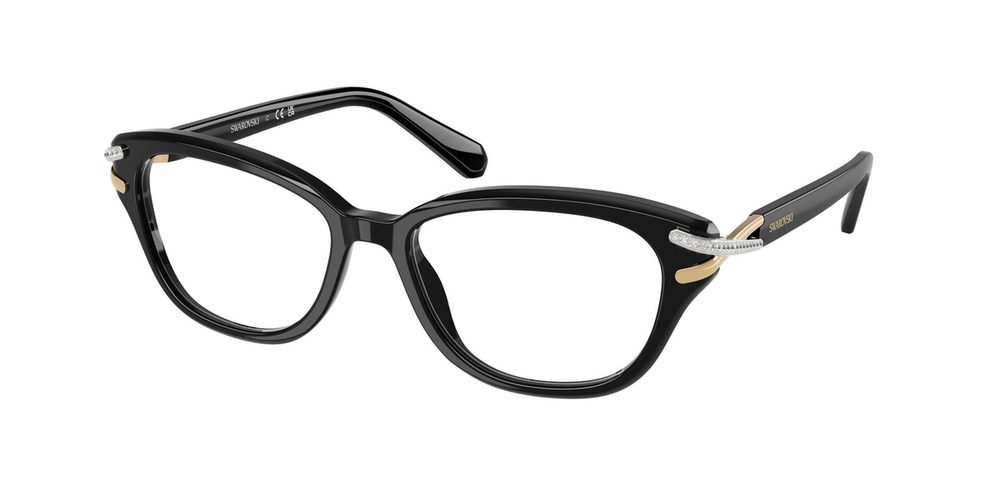 Armação de Óculos de Grau SK2032-1001-54 Swarovski Retangular Com Cantos Arredondados Preto Acetato