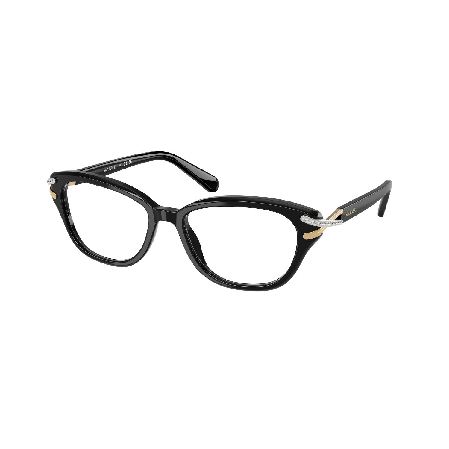 Armação de Óculos de Grau SK2032-1001-54 Swarovski Retangular Com Cantos Arredondados Preto Acetato