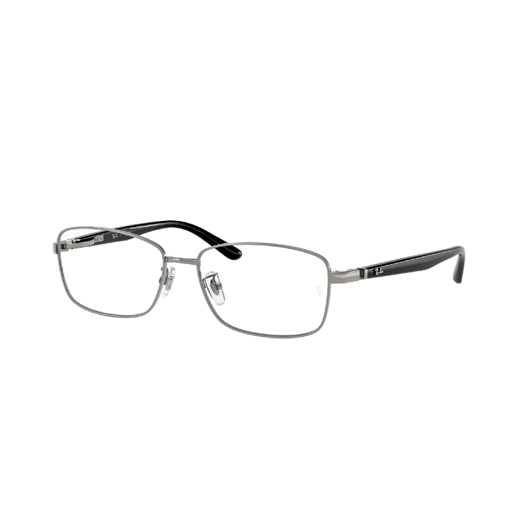 Armação de Óculos de Grau RX6527D-2502-56 Ray Ban Retangular Com Cantos Arredondados Cinza Metal