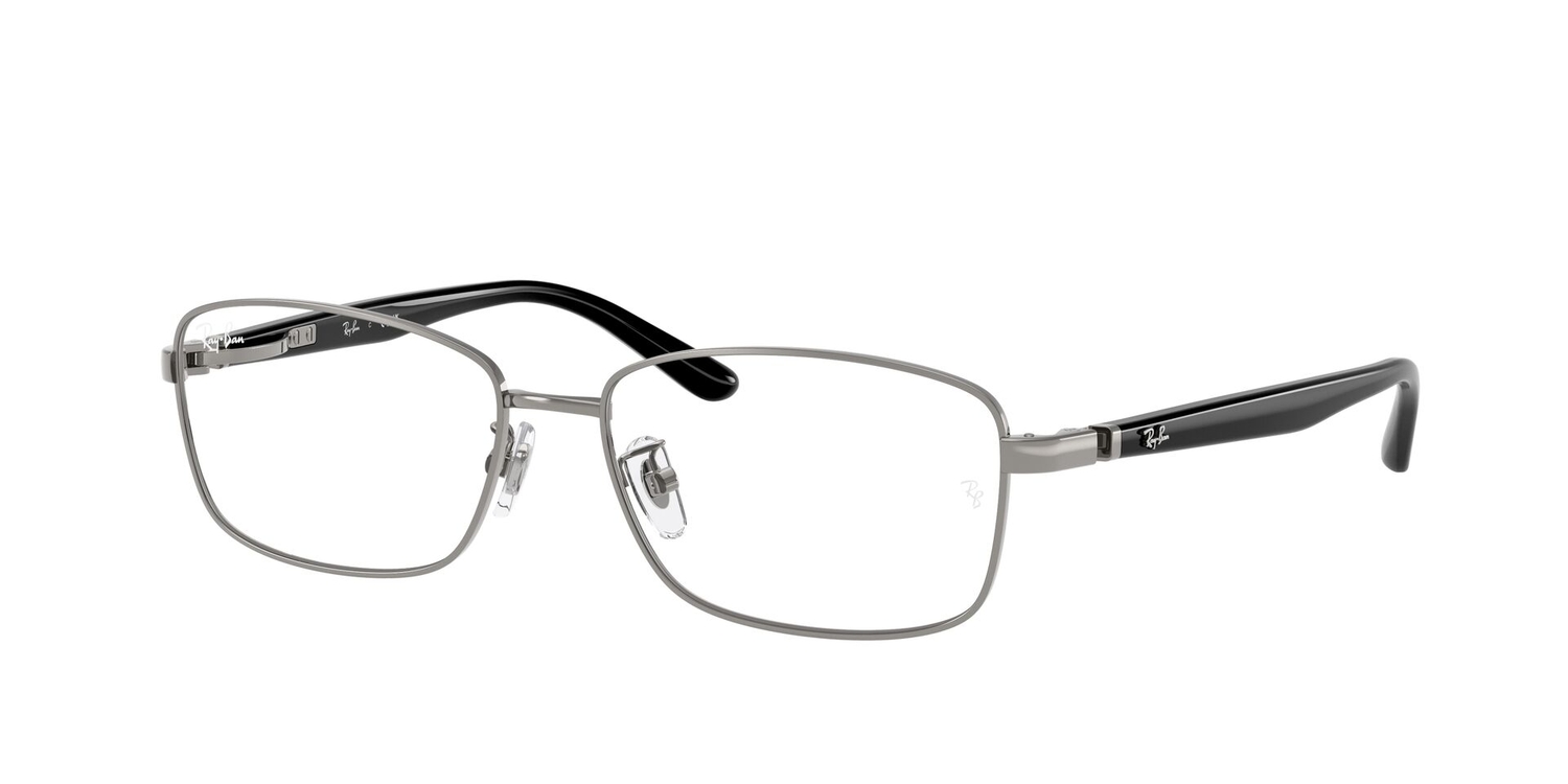 Armação de Óculos de Grau RX6527D-2502-56 Ray Ban Retangular Com Cantos Arredondados Cinza Metal