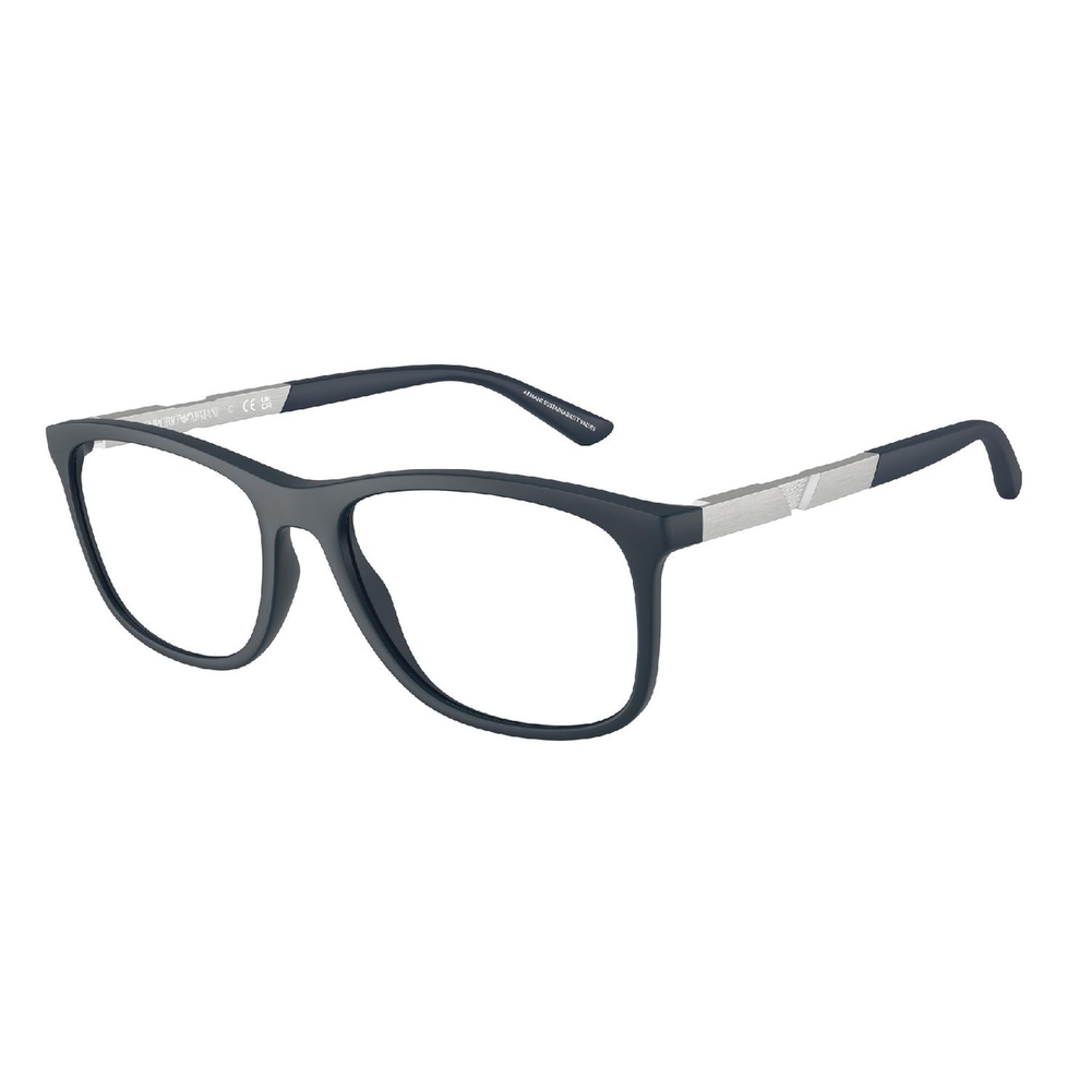 Armação de Óculos de Grau EA3247-6189-55 Emporio Armani Retangular Com Cantos Arredondados Azul Injetado