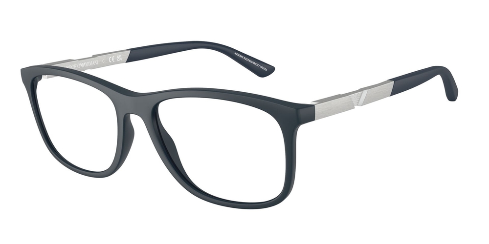 Armação de Óculos de Grau EA3247-6189-55 Emporio Armani Retangular Com Cantos Arredondados Azul Injetado