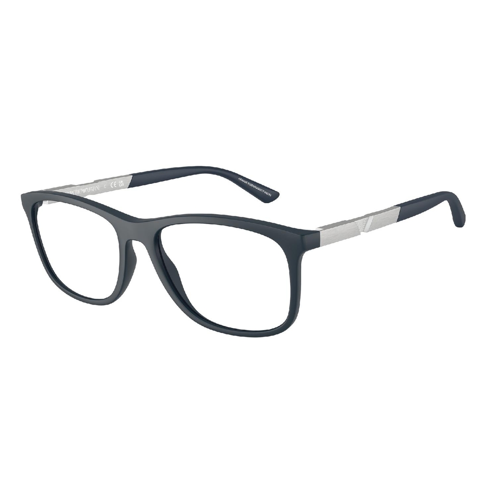 Armação de Óculos de Grau EA3247-6189-55 Emporio Armani Retangular Com Cantos Arredondados Azul Injetado