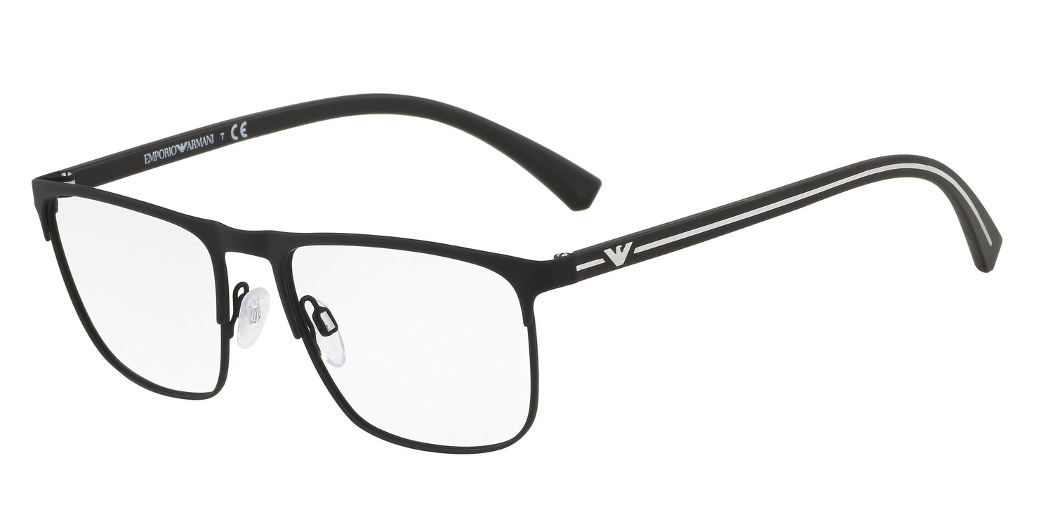 Armação de Óculos de Grau EA1079-3094-55 Emporio Armani Retangular Preto Metal