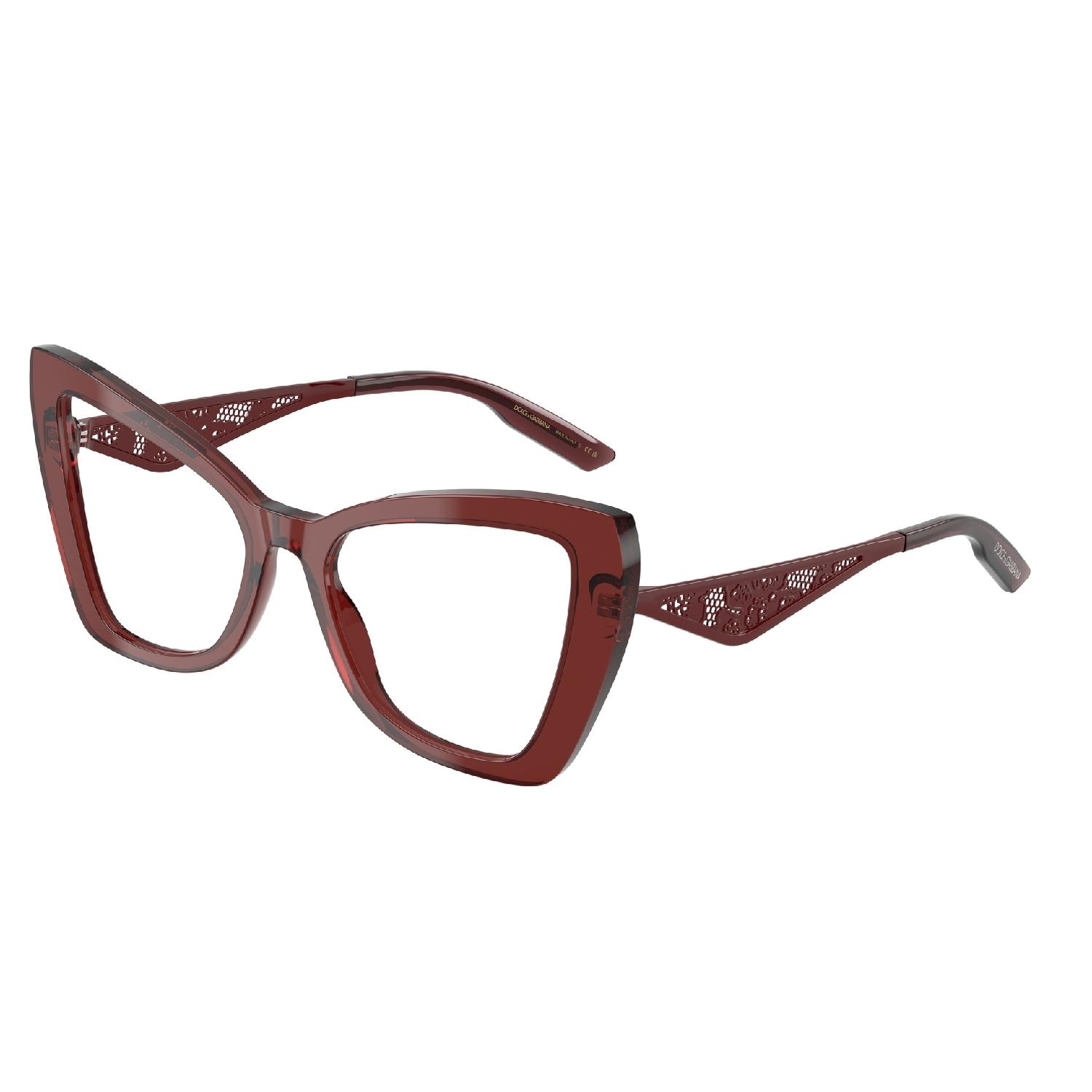 Armação de Óculos de Grau DG3409-3045-53 Dolce & Gabbana Gatinho Vermelho Acetato