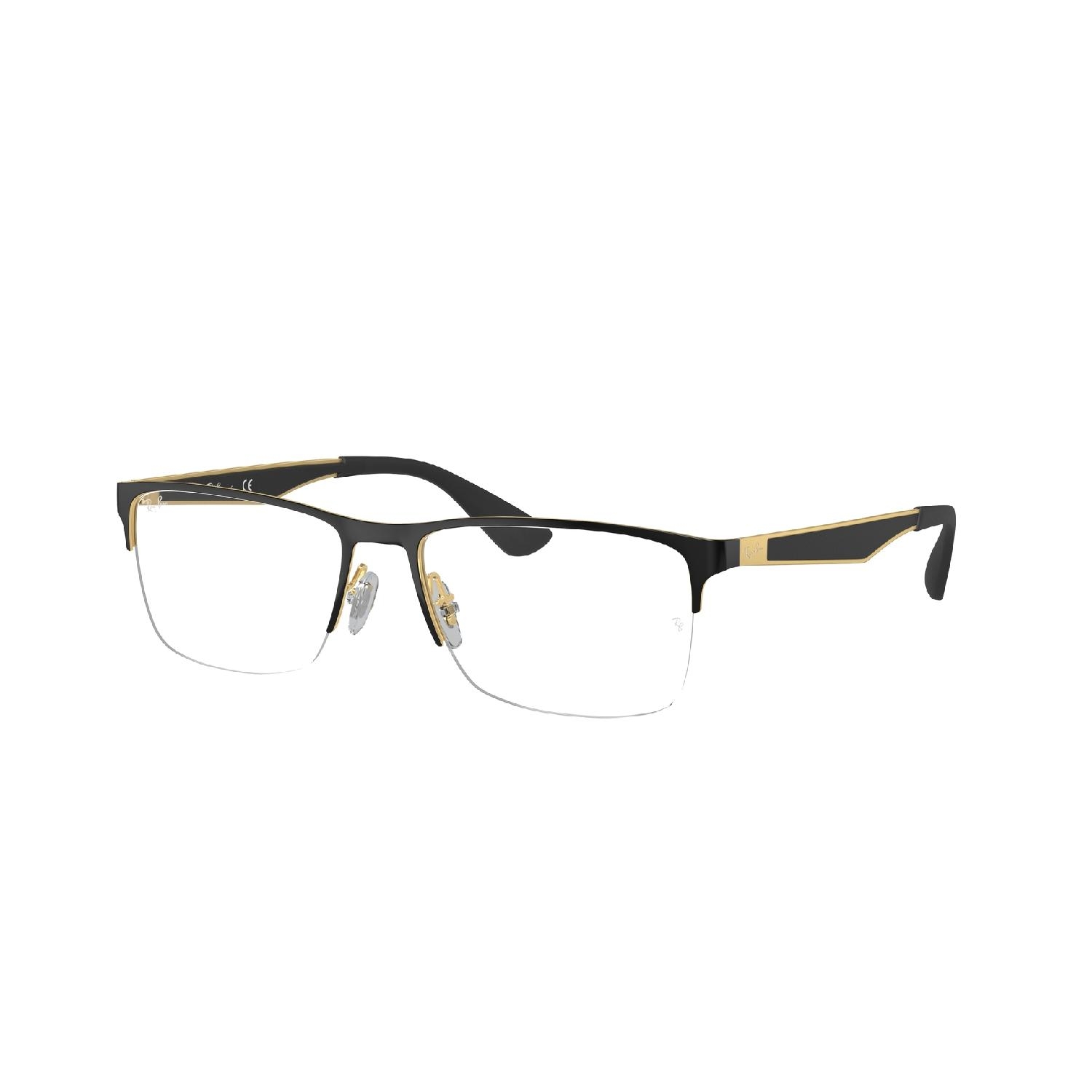 Armação de Óculos de Grau RX6335-2890-56 Ray Ban Retangular Preto Metal