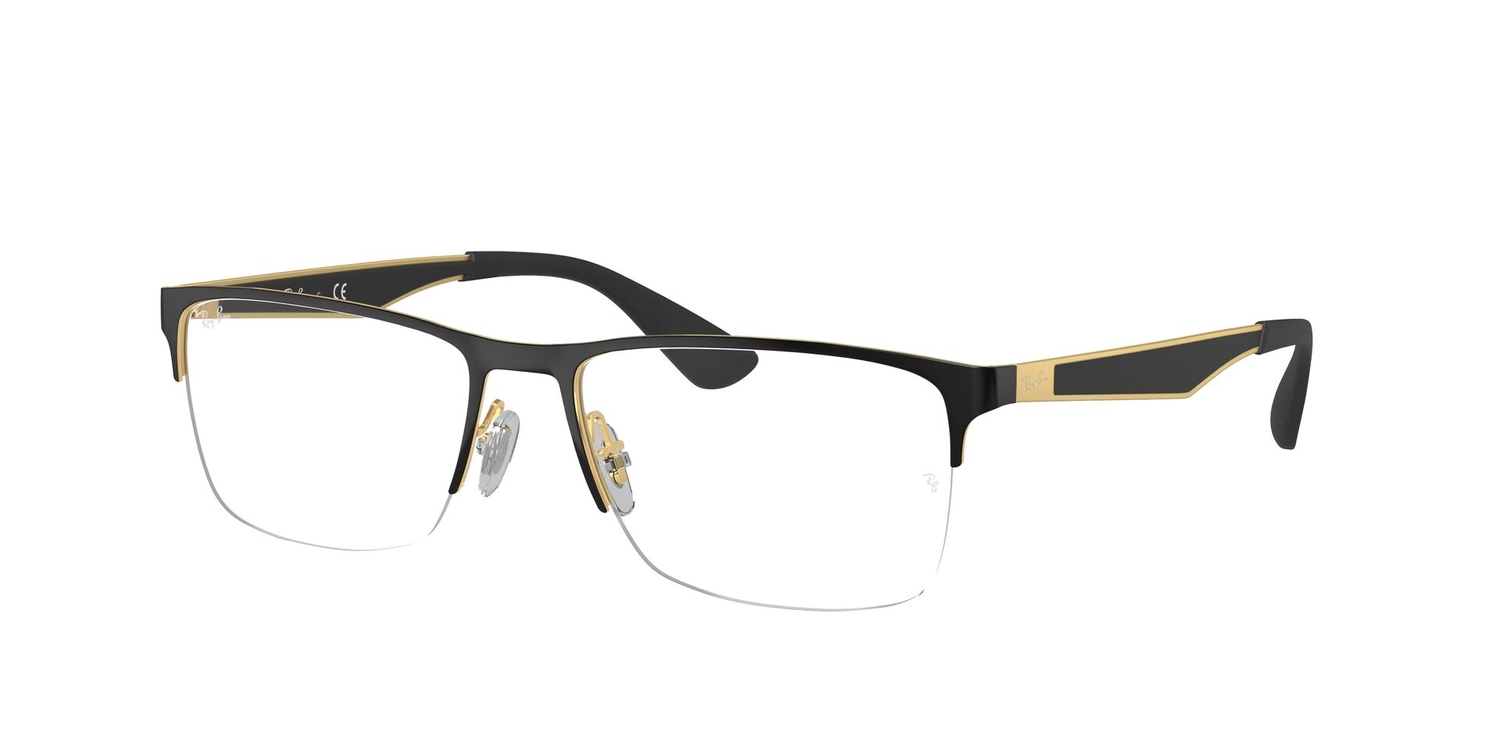 Armação de Óculos de Grau RX6335-2890-56 Ray Ban Retangular Preto Metal