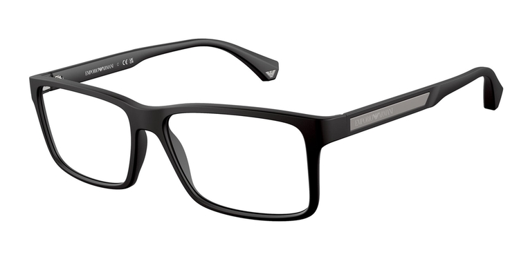 Armação de Óculos de Grau EA3038-5063-56 Emporio Armani Retangular Preto Peek