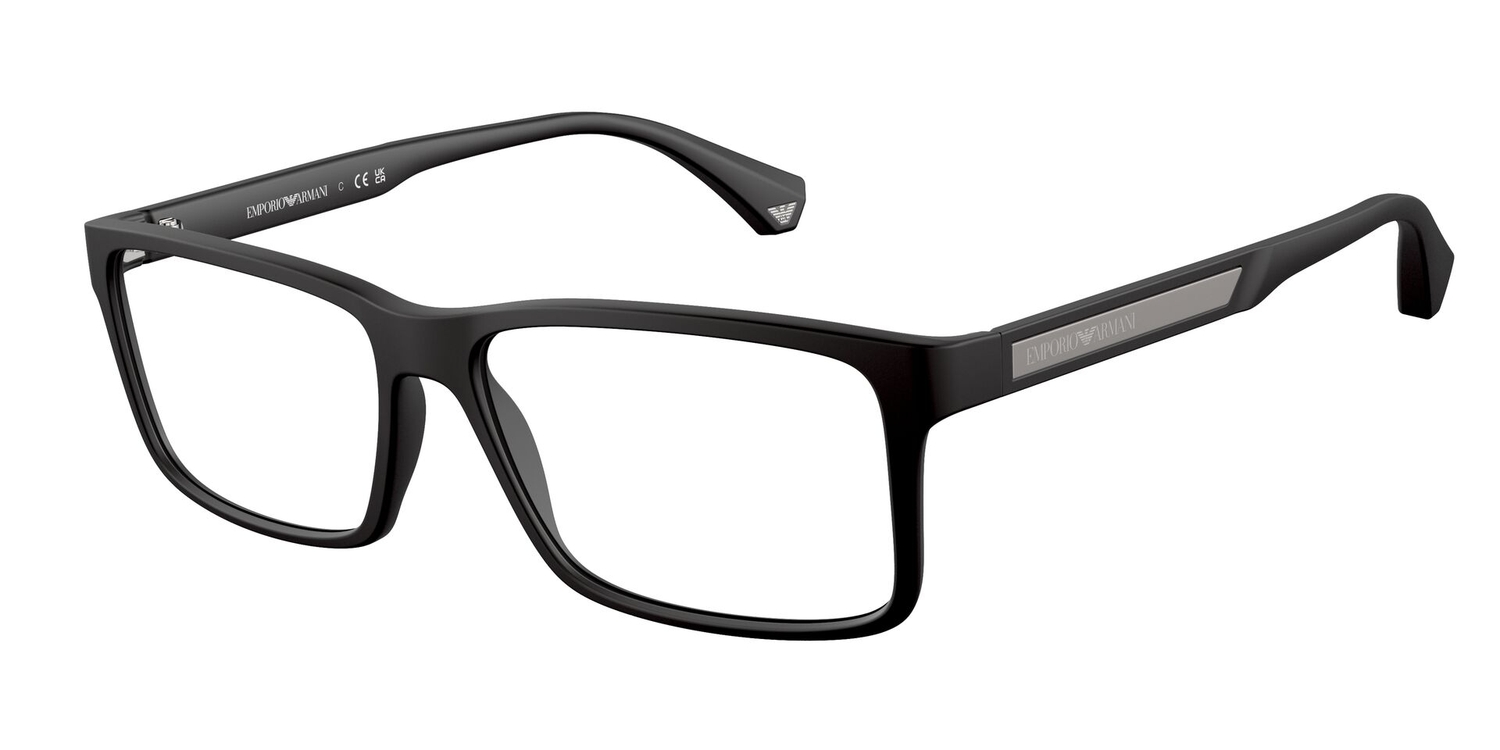 Armação de Óculos de Grau EA3038-5063-56 Emporio Armani Retangular Preto Peek
