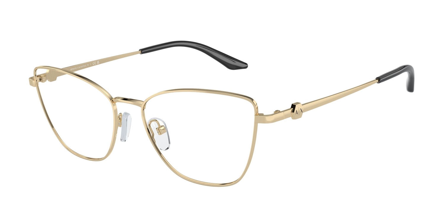 Armação de Óculos de Grau AX1063-6110-53 Armani Exchange Gatinho Ouro Metal