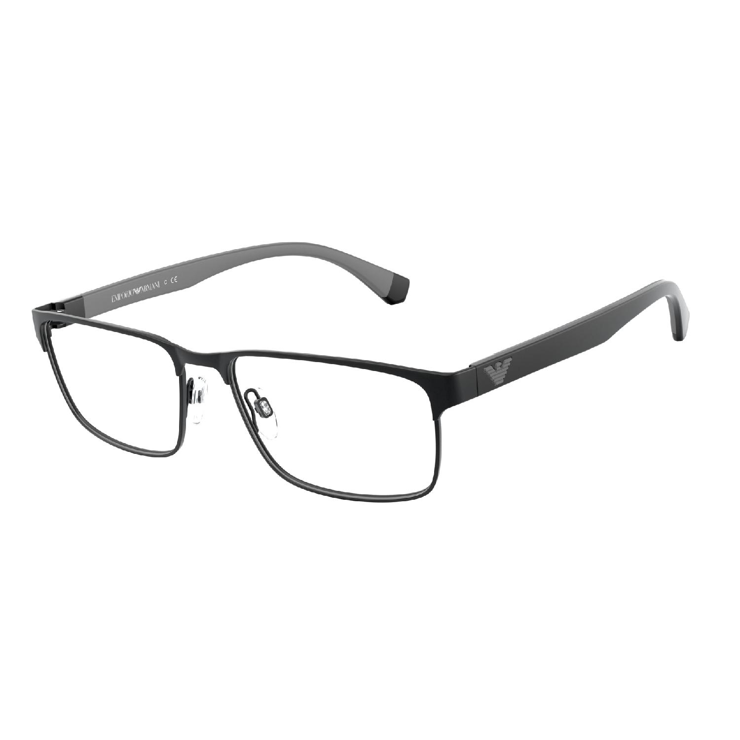 Armação de Óculos de Grau EA1105-3014-56 Emporio Armani Retangular Preto Metal