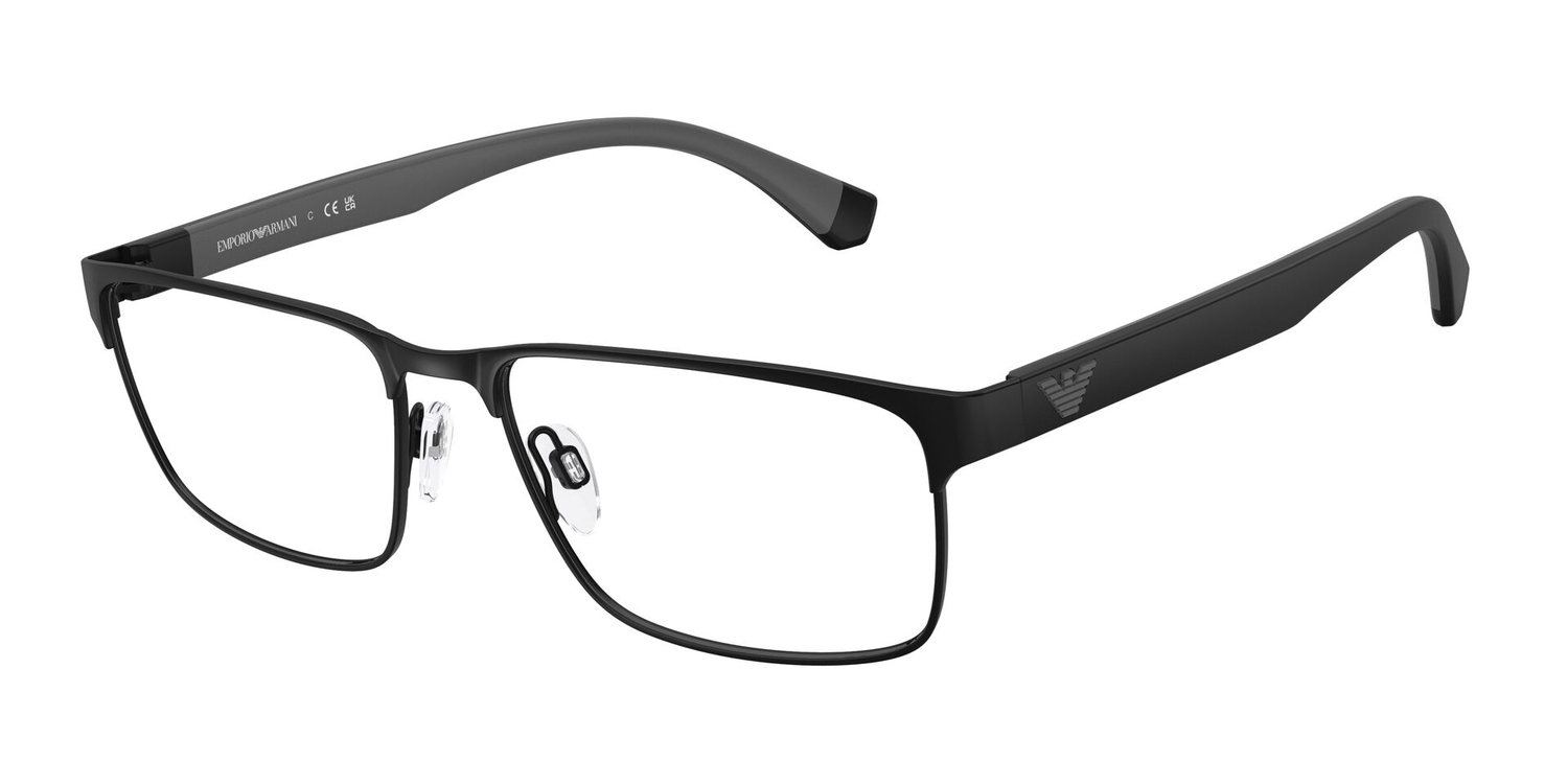 Armação de Óculos de Grau EA1105-3014-56 Emporio Armani Retangular Preto Metal