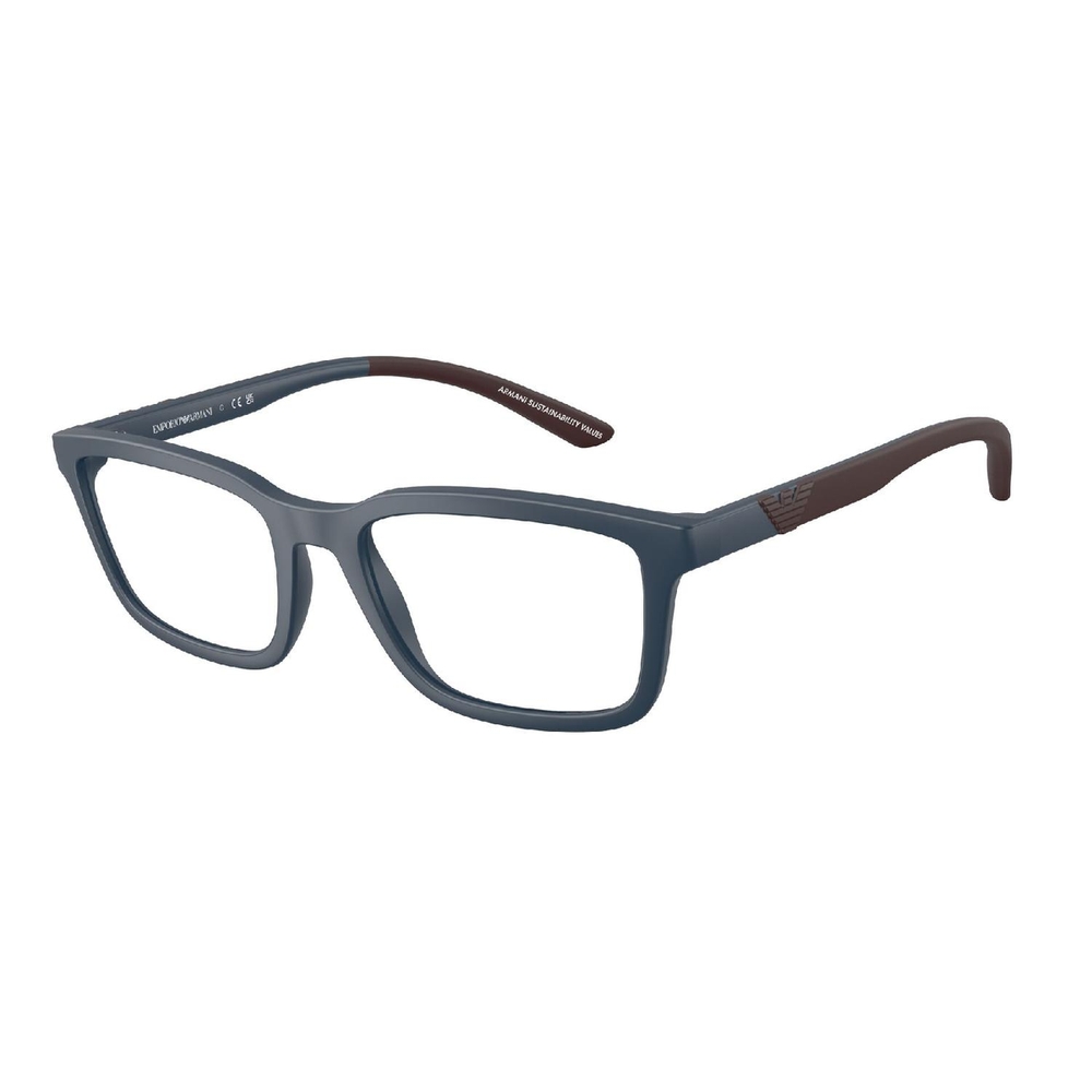 Armação de Óculos de Grau EA3259-6260-56 Emporio Armani Retangular Azul Injetado