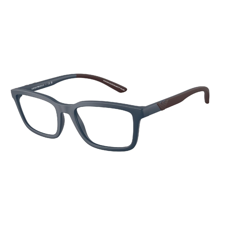 Armação de Óculos de Grau EA3259-6260-56 Emporio Armani Retangular Azul Injetado