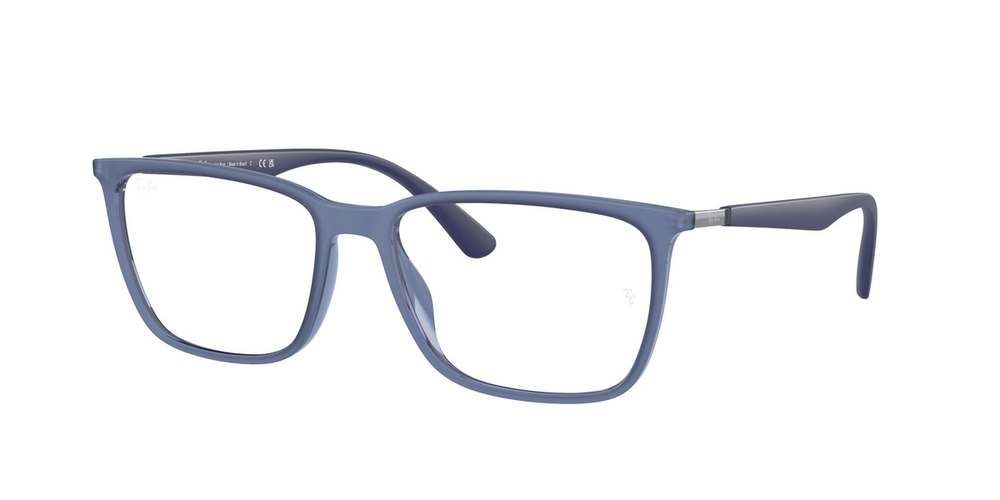 Armação de Óculos de Grau RX7219L-8182-57 Ray Ban Retangular Azul Injetado