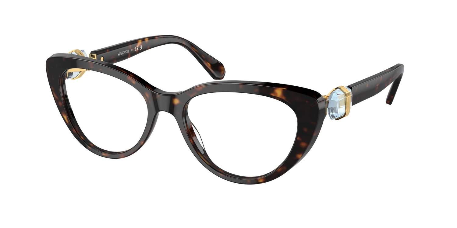 Armação de Óculos de Grau SK2005-1002-53 Swarovski Gatinho Marrom Acetato