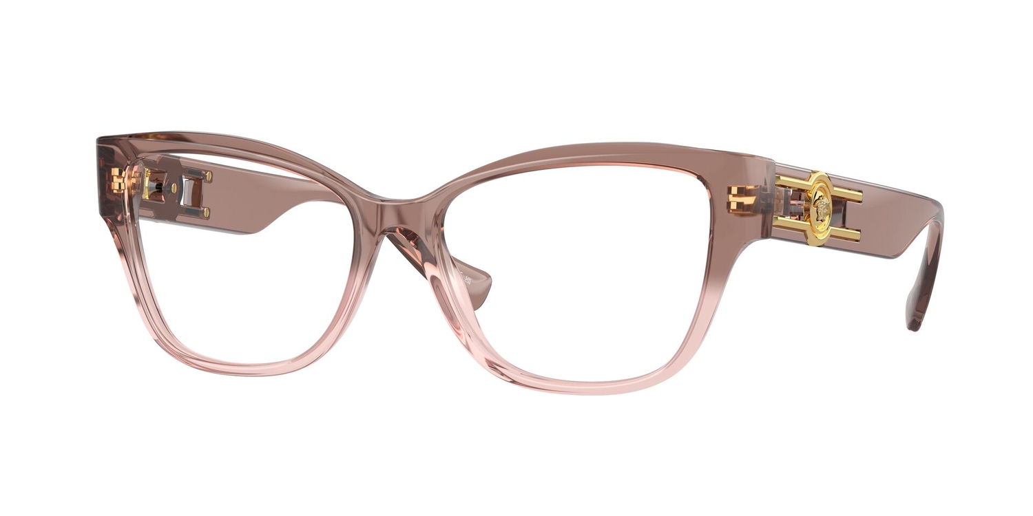 Armação de Óculos de Grau VE3347-5435-54 Versace Retangular Com Cantos Arredondados Rosa Acetato