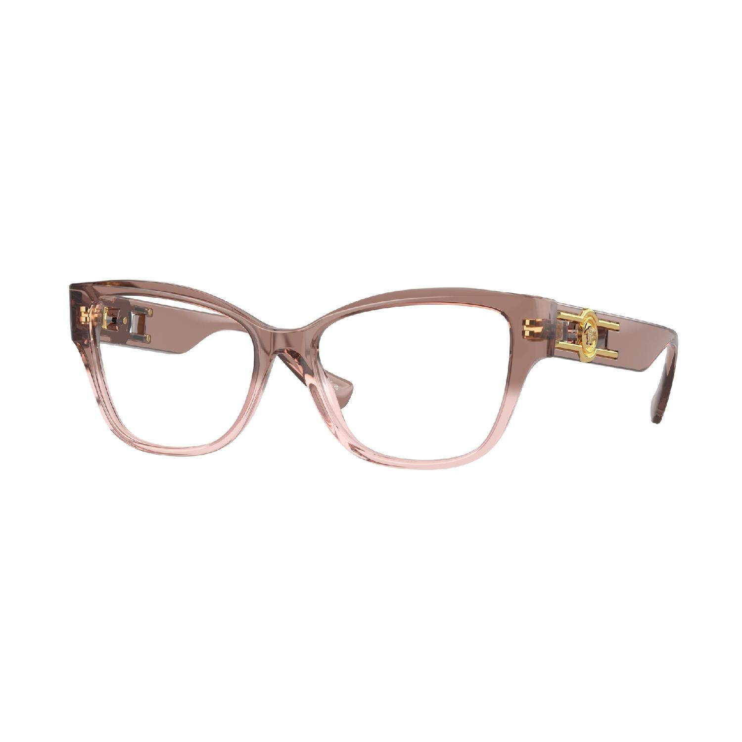 Armação de Óculos de Grau VE3347-5435-54 Versace Retangular Com Cantos Arredondados Rosa Acetato