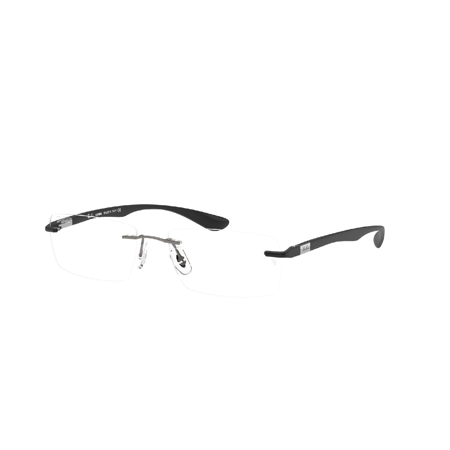 Armação de Óculos de Grau RX8724-1128-56 TIT. Ray Ban Retangular Cinza Titânio