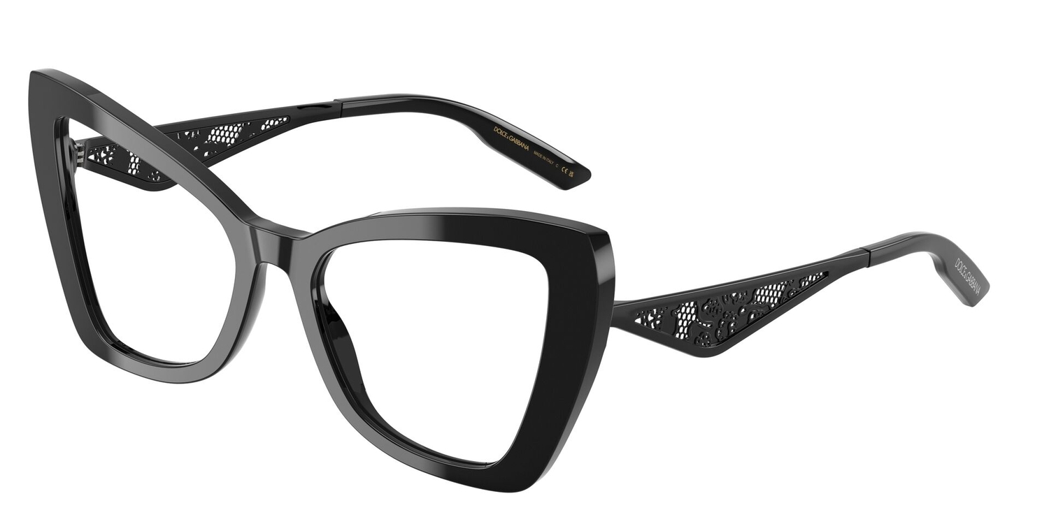 Armação de Óculos de Grau DG3409-501-53 Dolce & Gabbana Gatinho Preto Acetato