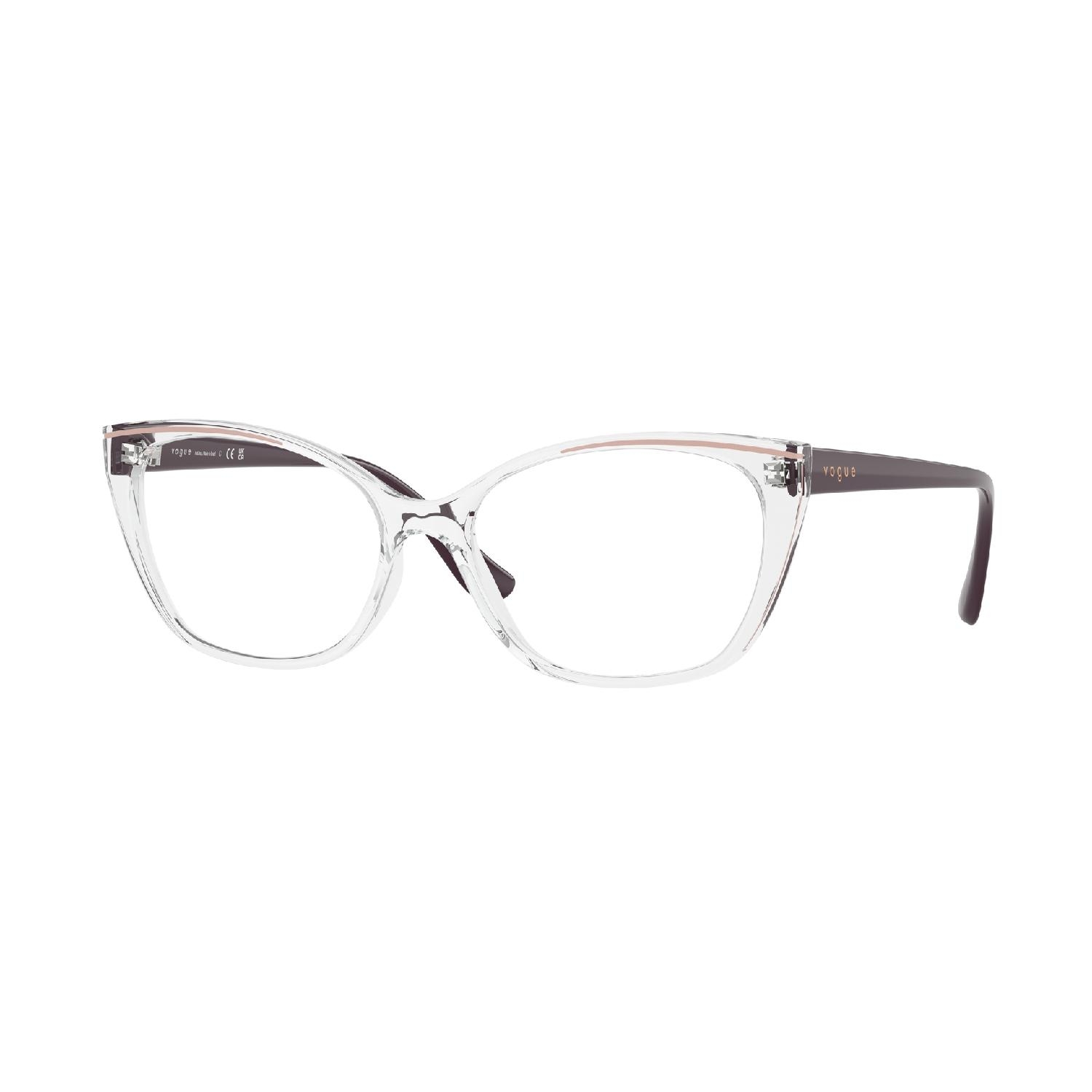Armação de Óculos de Grau VO5590L-W745-55 Vogue Retangular Com Cantos Arredondados Transparente Náilon