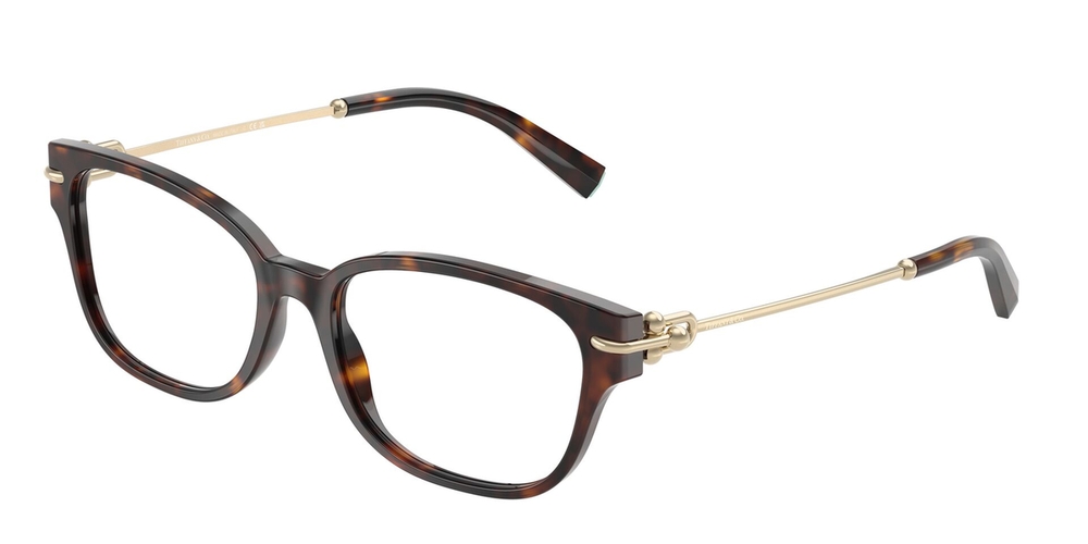 Armação de Óculos de Grau TF2262-8015-54 Tiffany & Co Retangular Com Cantos Arredondados Tartaruga Acetato