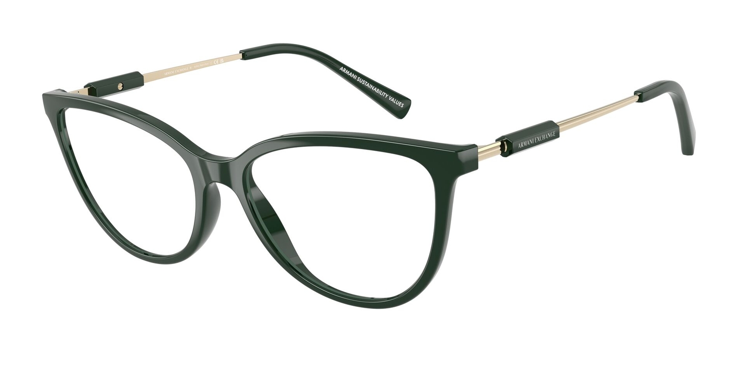 Armação de Óculos de Grau AX3128-8382-54 Armani Exchange Gatinho Verde Injetado