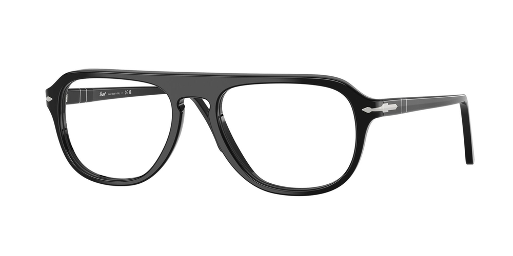 Armação de Óculos de Grau PO3368V-95-56 Persol Piloto Preto Acetato