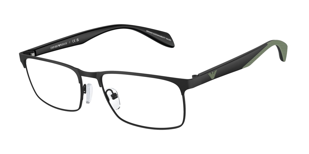 Armação de Óculos de Grau EA1149-3001-56 Emporio Armani Retangular Preto Metal