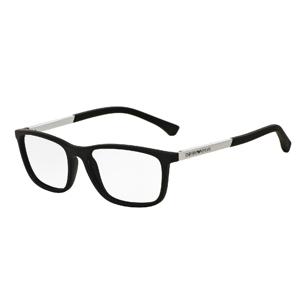 Armação de Óculos de Grau EA3069-5063-55 Emporio Armani Retangular Preto Injetado