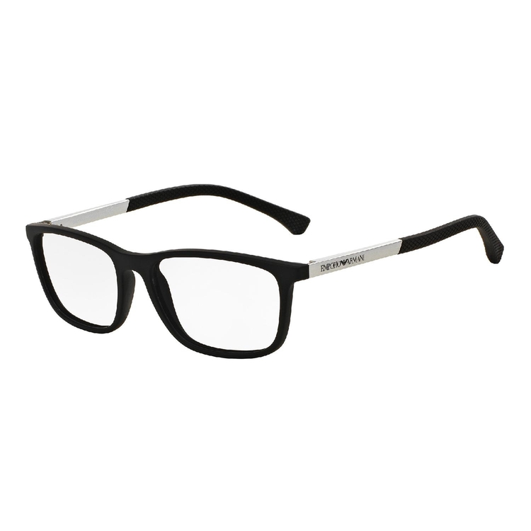 Armação de Óculos de Grau EA3069-5063-55 Emporio Armani Retangular Preto Injetado